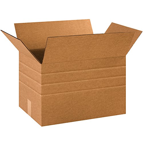 BOX USA 25 Pack of Multi-Depth Corrugated Cardboard Boxes, 18" L x 12" W x 12" H, Kraft, Shipping, Packing and Moving - style: Scored 10", 8", 6" Single Wall Multi-Depth