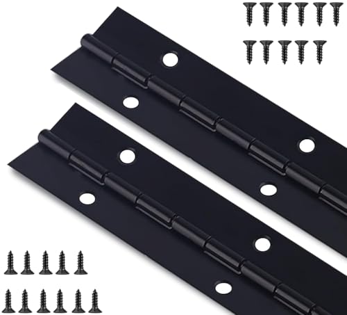 2PCS 20 Inch Black Piano Hinge, 0.047" Leaf Thickness, 1.5" Open Width - size: 20 Inch, style: 1.5" Open Width