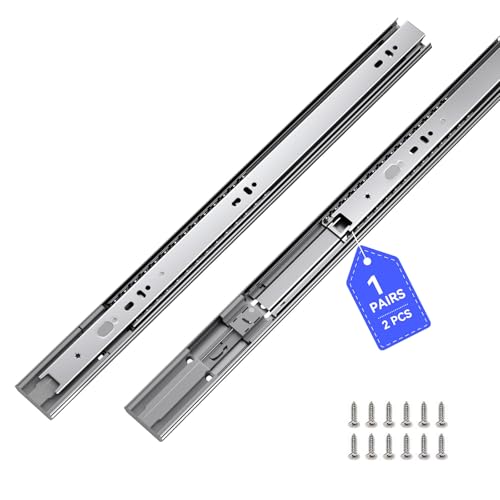 LONTAN 1 Pair Soft Close Drawer Slides 16 Inch Heavy Duty Cabinet Rails - color: Silver-Soft Close, size: 16 Inch - Drawer Slide