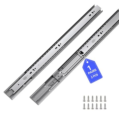 LONTAN 1 Pair Soft Close Drawer Slides 20 Inch Heavy Duty Cabinet Rails - color: Silver-Soft Close, size: 20 Inch - Drawer Slide