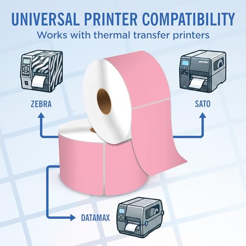 4" X 6" Direct Thermal Shipping Labels | Pink | 1" Cores w/Perfs Easy Tear | Made in USA | Printing Label | 250 Labels | 250 Labels per Roll | 1 Rolls | Blank Labels - color: Pink