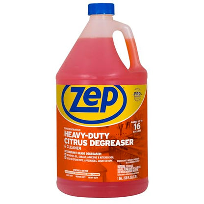 Zep Heavy-Duty Citrus Degreaser Cleaner Concentrate - 1 Gallon (Case of 4) ZUCIT128 - Restaurant Grade Degreaser and Cleaner Removes Oil, Grease, Adhesive, and Kitchen Soil on Stovetops, Appliances - size: 128 Fl Oz (Pack of 4)