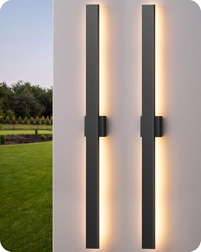 EDISHINE 47.2" LED Outdoor Wall Light, Modern Black Linear Wall Sconce - color: Black, size: 47.2 IN