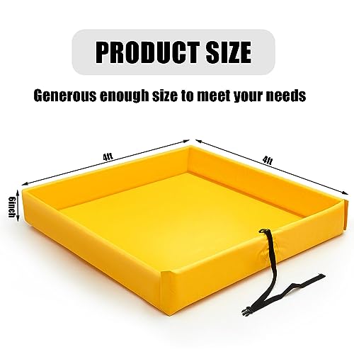 Frienda 1 Pcs Folding Duck Pond 4' x 4' x 6" Portable Heavy Duty PVC Leak Containment Tray for Oil Changes, Generator Fueling, Vehicle Maintenance, Duck Pool, Pig Cooling Pool & Pet Bath(Yellow) - color: Yellow, size: 4' X 4'