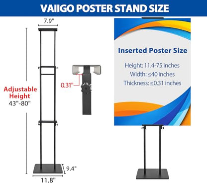 2Pack Poster Stand for Display, Heavy Duty Floor Standing Sign Holder, Double-Sided Poster Board Stand, Adjustable Height Up to 80 inch, Outdoor Banner Stand for Board & Foam Display, Black - size: 2 Pack Poster Stand
