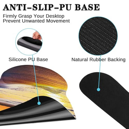Arttown Keyboard Mouse Pad Set, 4 in 1 Desk Mat Set Ocean Beach Sunset - color: Beach Sunset