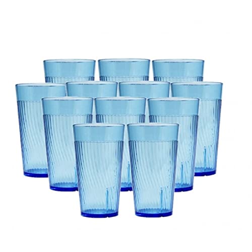 TrueCraftware- 8 oz. Belize Tumbler/Drinking Cups Blue Polycarbonate Set of 12-Premium Iced Tea Glasses Stackable Reusable Drinking Glasses Dishwasher Safe Break-Resistant for Home Restaurants - color: Blue, size: 8 oz