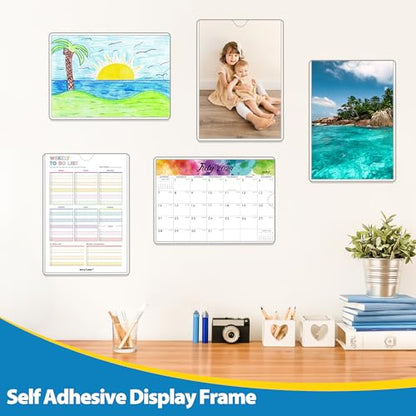 20 Pack Wall Sign Holder 8.5x11 Magnetic Plastic Sign Holder with Magnetic and Adhesive Tapes, Adhesive Clear Display Sign Frame for Fridge, Metal, Wall, Door, Document Protectors Holders - size: 8.5"x11"-20Pack