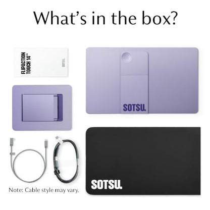 SOTSU FlipAction Touch 14" Premium Portable Monitor | FHD IPS 10-Point Touchscreen | 400 Nits | 100% sRGB | Pivoting Second Screen | USB-C & Mini HDMI | for Windows, Android & Samsung DeX - color: Lilac Luxe Touch