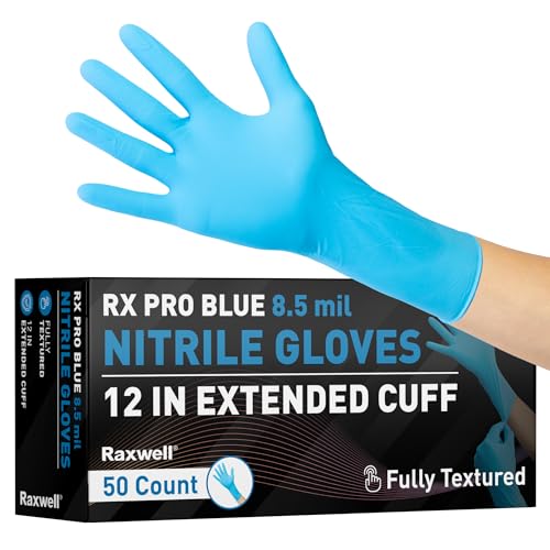 Raxwell 8.5 Mil Nitrile Gloves, Heavy Duty Cleaning Gloves, For Adults - size: X-Large, style: 50 Count