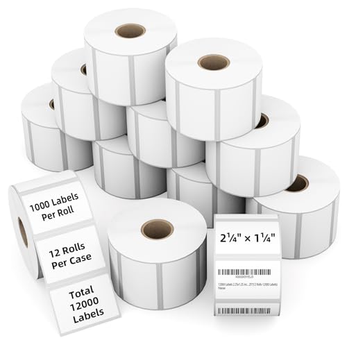 2.25" x 1.25" 3-Proof White Direct Thermal Labels for Zebra ZD410 ZD411 LP2824 ZD421 ZD420 GK420D, 12 Rolls 12000 Pcs 2-1/4x1-1/4 Barcode Return Address Labels Used with Rollo MUNBYN - color: 2.25"x1.25"-12000 Labels
