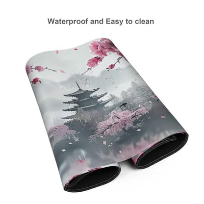35.4 x 15.7 in, Waterproof XXL Large Mouse Pad for Desk, Extended Keyboard Mouse Mat for Computer Office, Big Laptop Mouse pad, Gaming Pc-Pink Cherry Blossom - color: Pink Cherry Blossom