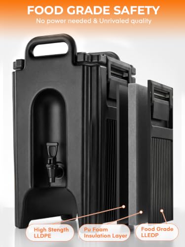 FOHERE Pro Insulated Beverage Dispenser 5 Gal, Hot Cold Commercial Catering - size: 18.9L