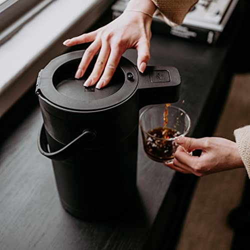 Airpot Coffee Dispenser with Pump - 85 oz Stainless Steel Carafe - color: Black
