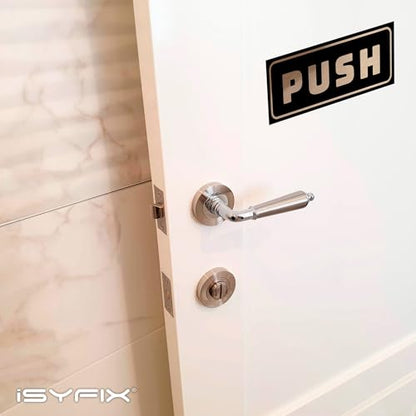 iSYFIX Push Pull Stickers Sign, 6x2.4 Inch, 2 Pack, Brushed Gold/Black - color: Brushed Gold / Black, size: Horizontal 2.4x6