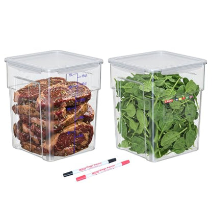 2 Pack 18 QT Polycarbonate Airtight Food Storage Containers, Commercial Kitchen Ingredient Storage Containers with Labeling Area, Stackable Bulk Food Storage for Flour, Rice, Sugar and Pet Food - size: 2 X 18.0(QT)
