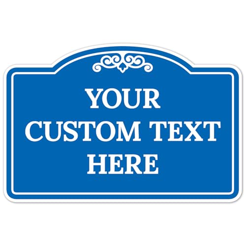 Custom Decorative Sign, Personalized Metal Sign for Business, Driveway, Home, Office Door Plaque, Blue Background Sign, 12x18 Inches, ACM, Made in USA by Sigo Signs - color: Blue Background, size: 12x18 ACM