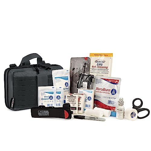 Scherber Vehicle IFAK Emergency Trauma Kit | 25+ Medical Supplies & Equipment, NAR Tourniquet & CPR Mask | Fully Stocked Rip Away Molle Pouch for Car, Home & Professional First Aid | Basic, Black