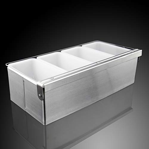 New Star Foodservice 48025 Stainless Steel Condiment Dispenser with 4 Compartments (NO ICE Tray Included) - size: 4 Compartments