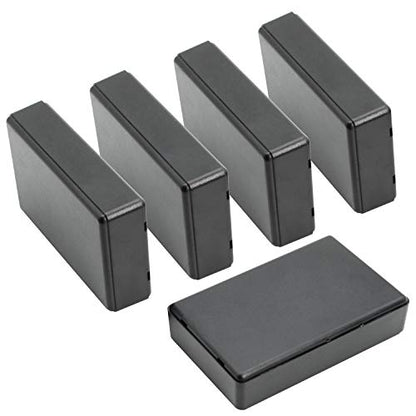 LeMotech Project Box, 5 Pieces ABS Electrical Box Small Junction Box for Electronics PCB Case,Electronic Hobby Box Black, Outside Size 3.6 x 2.3 x 0.9 inch (92 x 58 x 23 mm) - size: 3.6" x 2.3" x 0.9"(5pc)