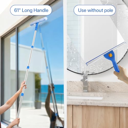 PIMEKOY Window Cleaning Kit with 3 Gal Collapsible Bucket for Home, Outdoor