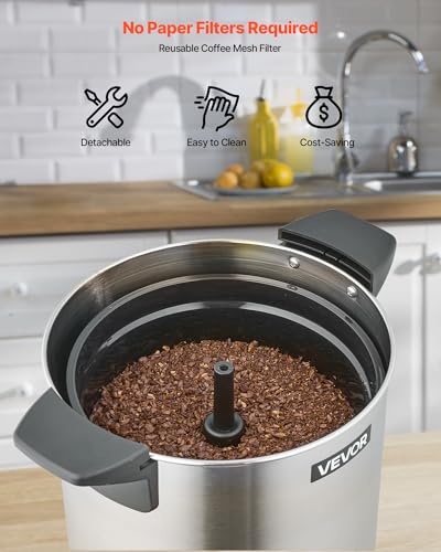 VEVOR Commercial Coffee Urn 60 Cups, 9.5 qt Hot Beverage Dispenser - size: 60Cups