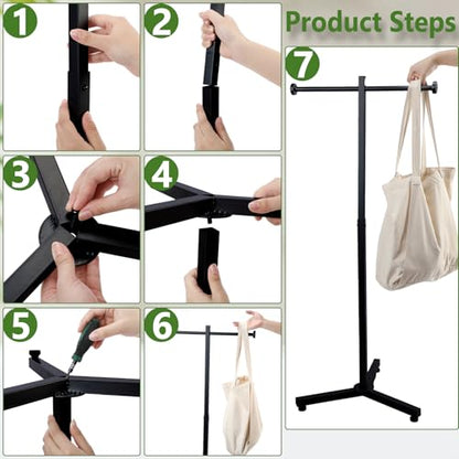 Blulu 45'' Adjustable Shopping Bag Rack Heavy Duty Bag Stand, 1 Pcs, Black - color: Black