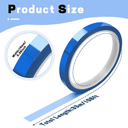 HTVRONT Heat Tape for Sublimation - Resistant 2 Rolls 20mm x 33m Tape, No Residue Transfer Blanks Tumblers Mugs Fabrics Press Thermal Blue - color: Blue, size: 10mm*33m