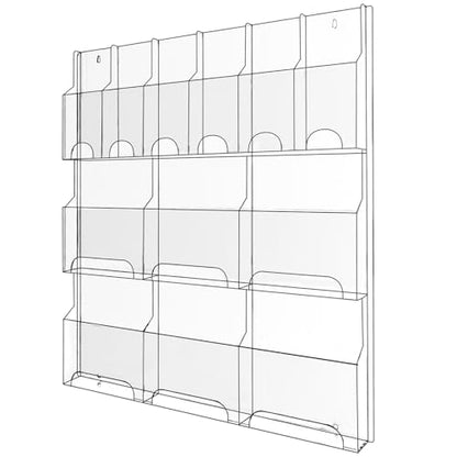 Acrylic Brochure Pamphlet Holder, 6 Magazine Holders and 6 Pamphlet Holders, Clear Brochure Display Stand Wall Mount, Trifold Flyer Rack, Literature Storage Rack for Home, Offices, Waiting Room