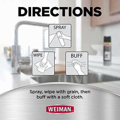 Weiman Stainless Steel Cleaner & Polish Streak-Free Shine - For Refrigerators, Oven, Dishwasher, Stove - 4 Pack Aerosol Spray with Microfiber Cloth Included - size: 34 Ounce (Pack of 2)