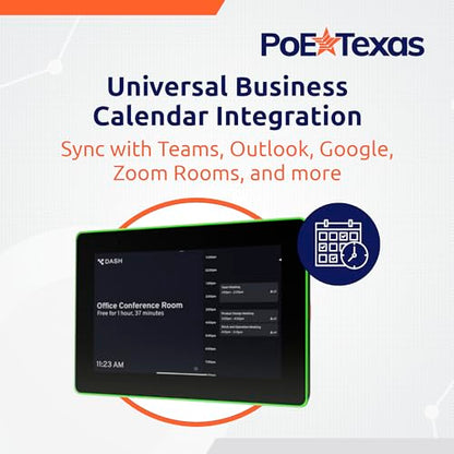 PoE Texas 8" Conference Room Scheduler with Color Changing LED Status - PoE Powered Touch Screen Tablet for Meeting Room Booking - Syncs with All Popular Business Calendars - No Subscription Required - size: 8" Touchscreen w/ Led