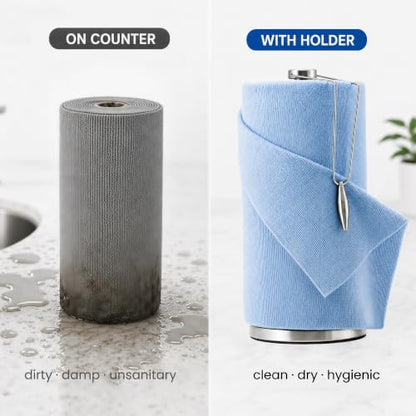 Veco Microfiber Cleaning Cloth Roll with Holder 80 PCS, 12" x 12" Blue - color: Blue-st