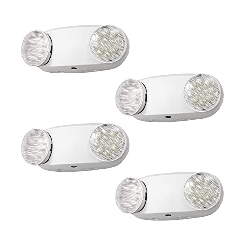 TANLUX LED Emergency Lights with Battery Backup, UL Listed, AC 120/277V, Hardwired Emergency Exit Light Fixtures for Business - 4 Pack(White) - color: White, size: 4 Pack