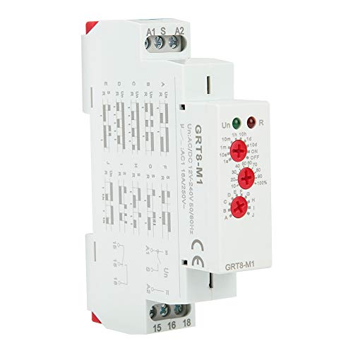 Multifunctional Time Delay Relay, 10 Functions DIN Rail Mount Contactor Isolator Voltage Multifunction On Off Digital Timing Input Output Control Relay GRT8 M1 AC DC 12V 240V