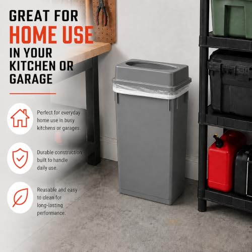 23 Gallon Slim Jim Rectangular Gray Trash Can with Swing Lid | 3 PACK - color: Gray with Lid