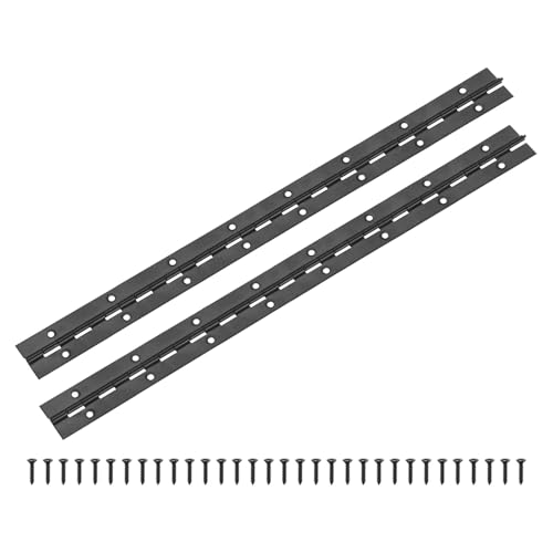 M METERXITY 2-Pack Piano Hinges, 16 Inch / 400mm Stainless Steel Continuous Piano Hinge with Holes and Screws for Cabinets Door/Storage Box [1.2X 0.04/ 30x 1mm Open Width Thick, Black] - color: Black, size: 16x1.2x0.04"