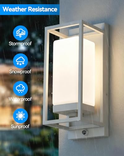 RAYVO Dusk to Dawn Outdoor Wall Lights 2 Pack, LED Bulb Included, E26 Base - color: White