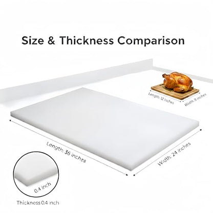 Commercial Cutting Board, Plastic Poly Kitchen Board Dishwasher Safe, Heavy Duty Food Prep Surface for Restaurant Use (36"L x 24"W x 0.38"Th) - color: White, size: 36"L x 24"W