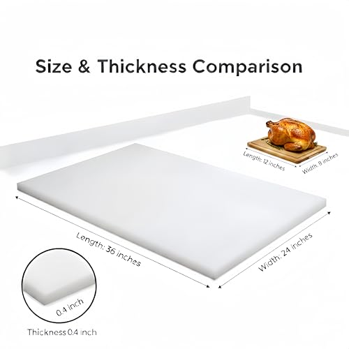 Commercial Cutting Board, Plastic Poly Kitchen Board Dishwasher Safe, Heavy Duty Food Prep Surface for Restaurant Use (36"L x 24"W x 0.38"Th) - color: White, size: 36"L x 24"W