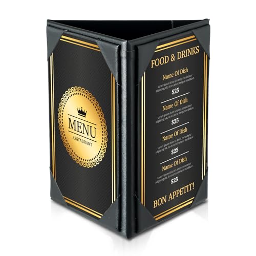 Leather Table Tent Triangle Menu Holders 4" x 6", 1 Pack 3-Side - size: 1 Pack, 4" x 6"
