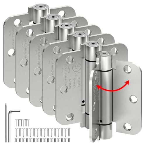 6-Pack 3.5 Inch Self Closing Door Hinges,5/8" Radius Corners,Brushed Nickel - size: 3.5"-6 Pack-5/8" Corner
