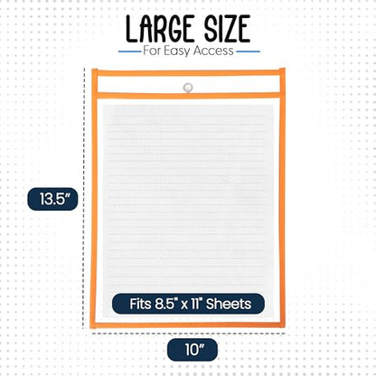 Essex Wares - 6 Pack, Orange Dry Erase Pockets, 10" Wide x 13.5" Tall - color: Orange