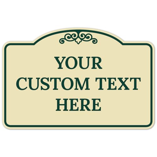 Custom Decorative Sign, Personalized Metal Sign for Business, Driveway, Home, Office Door Plaque, Green Border Sign, 12x18 Inches, ACM, Made in USA by Sigo Signs - color: Ivory, size: 12x18 ACM