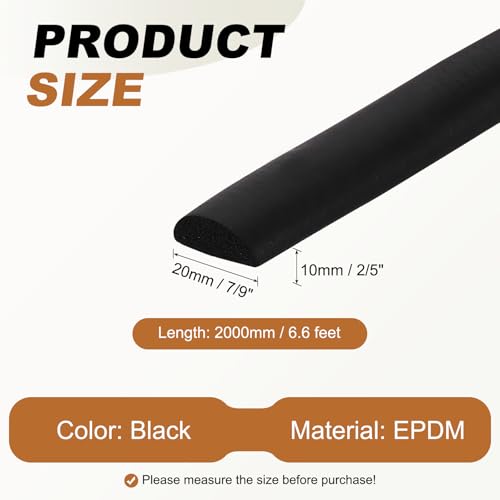 PATIKIL 6.6FT Solid Rubber Weather Stripping, 7/9" W x 2/5" H Self Adhesive D Shape EPDM Rubber Seal Strip Gasket for Door Frame Window Insulation RVs Furniture Cabinets, Black - size: 6.6FT x 7/9"W x 2/5"H