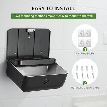 Multifold Wall Mount Paper Towel Dispenser for Bathroom,No-Drill, Black - color: Black-5859, size: 210 Sheet