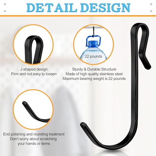 Lyrow 40 Pcs Stainless Steel J Hook, Wire Shelving, Hanging Hooks, Black - color: Black