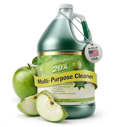Advanage 20X All Purpose Cleaner Concentrate – The Wonder Cleaner 128 fl oz Green Apple Cleaning Supplies for Bathroom Cleaner, Floor Cleaner, Multipurpose Cleaner | Made in USA Multisurface Cleaner - size: 128 Fl Oz (Pack of 1)