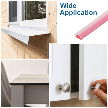 PATIKIL Silicone Weather Stripping Door Seal, 19.7 ft D Shape Weather Stripping Self Adhesive Door Seal Strip for Door Frame, Window Sealing, Large Gap, 25/64" Wx5/128 Tx1/5 H, Clear/Red - size: 19.7 ft Long, 25/64"Wx5/128"Tx1/5"H