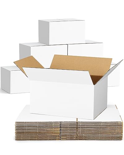 40-Pack-Small-Shipping-Boxes-8x6x4, Corrugated-Cardboard-Boxes-for-Packaging-Small-Business, White-Boxes-Mailers - color: White, size: 8x6x4 inches