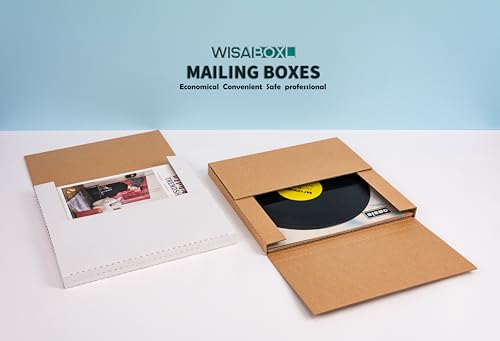 Vinyl Record Mailers, 12.8x12.8x1 inch LP Album Shipping Boxes - size: 50 Pack